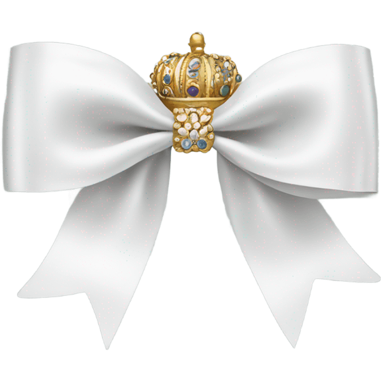 White bow wearing a crown emoji