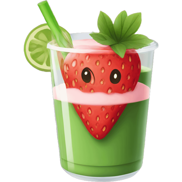 Strawberry matcha drink emoji