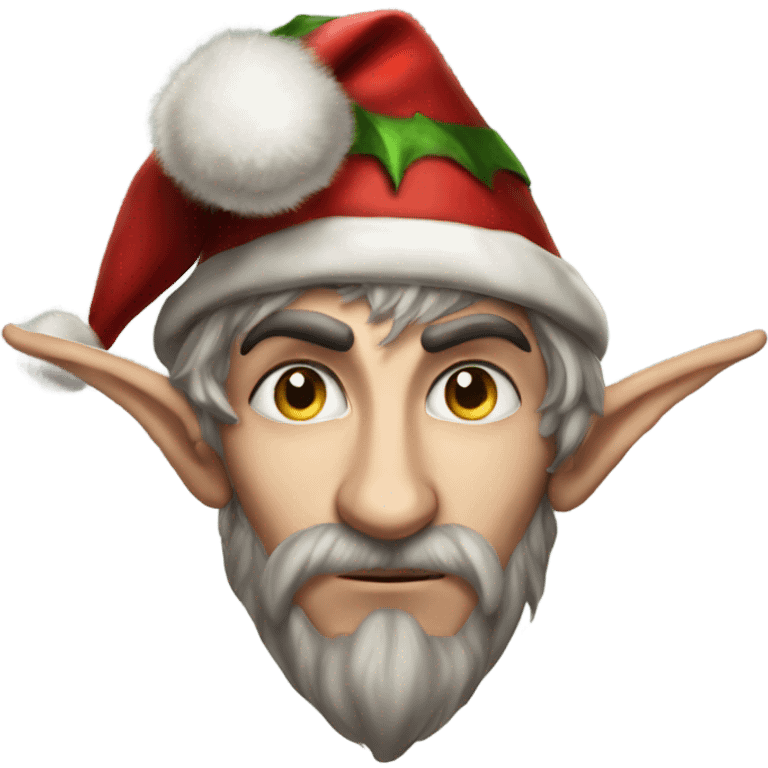 rogue male elf fantasy wearing santa hat emoji