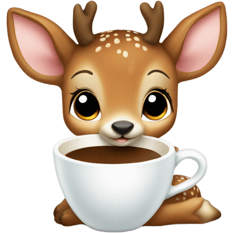 Baby deer drinking coffee emoji