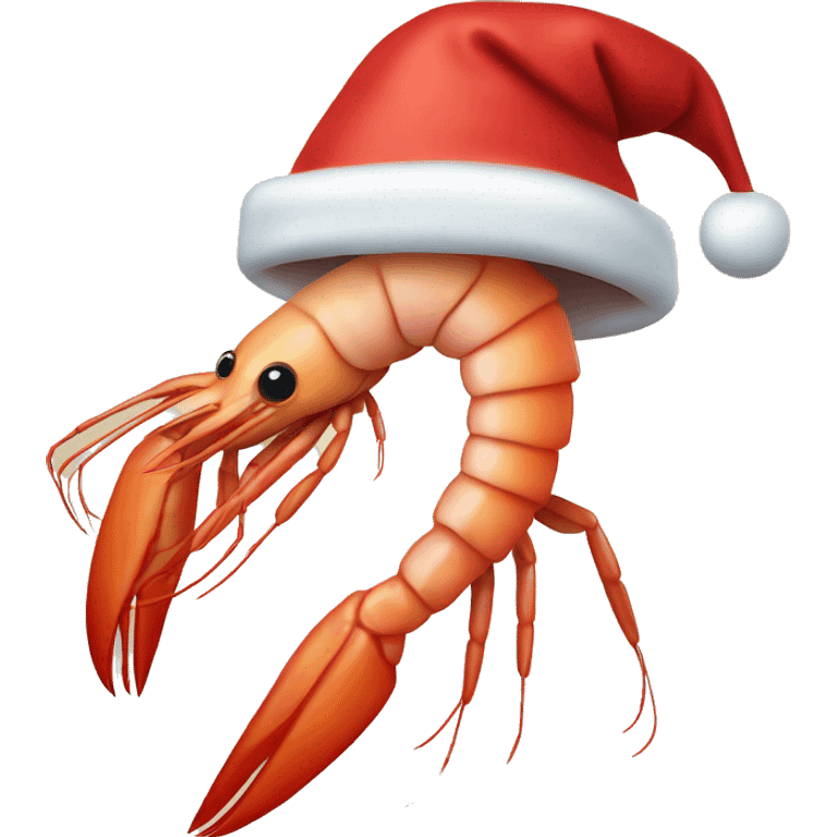 shrimp wearing a color christmas hat emoji