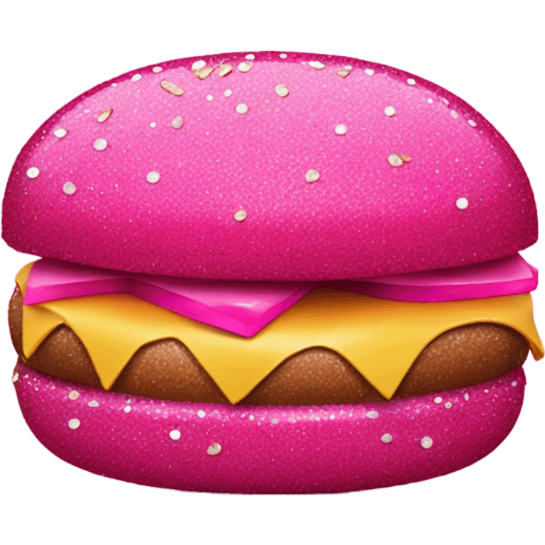 Hot pink hamburger with glitter  emoji