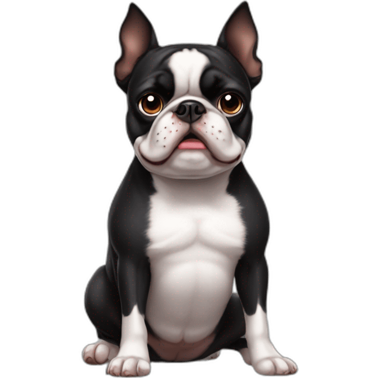 Extremely fat och grumpy Boston Terrier emoji