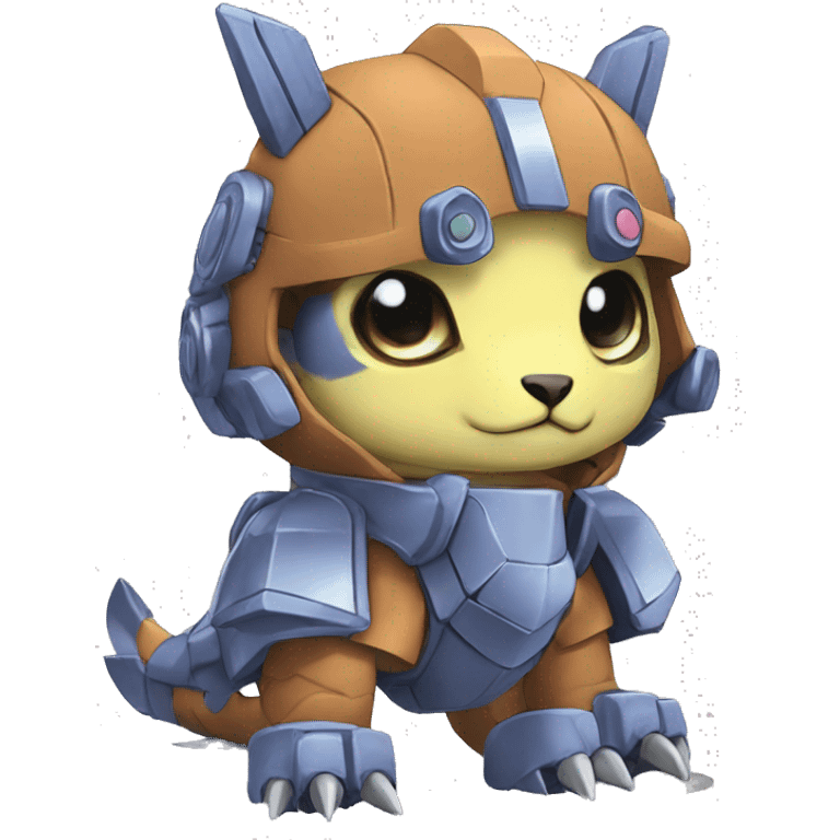 cute kawaii cool edgy armored Digimon-Fakemon-animal full body emoji