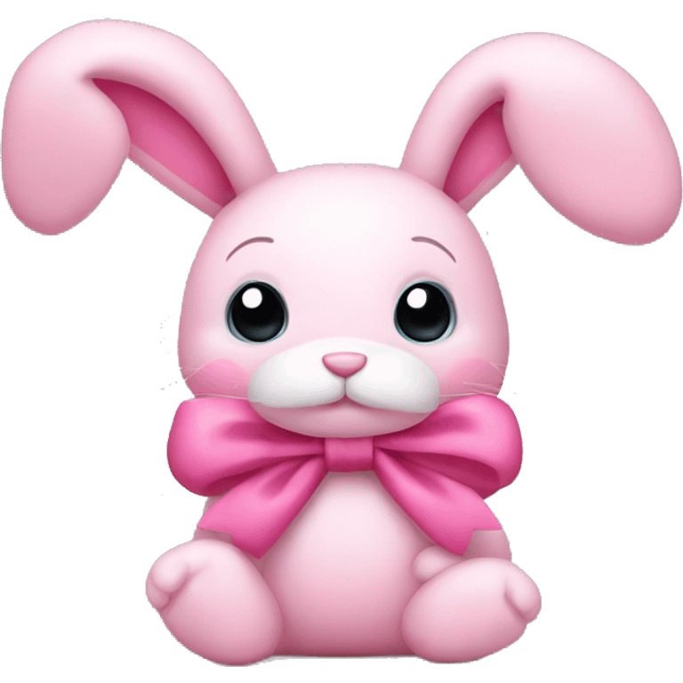 Pink bunny stuffed animal with a bow on the ear emoji