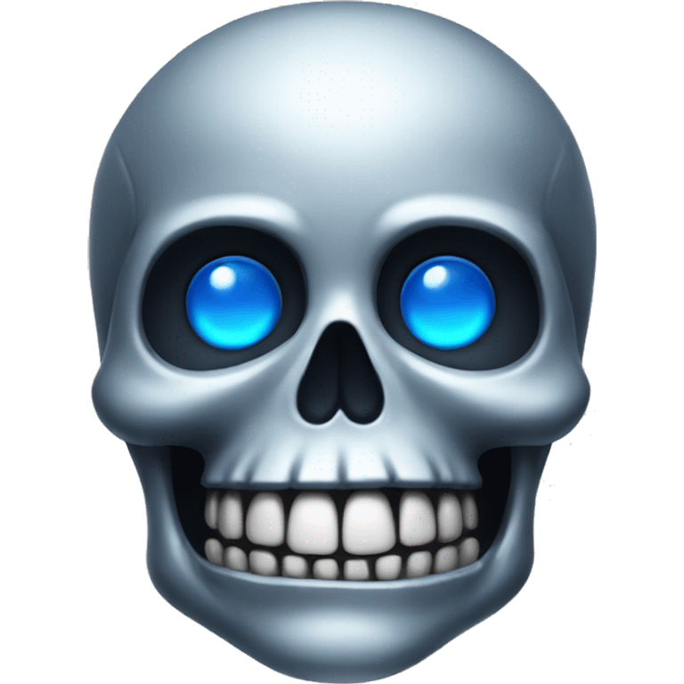 silver skull with blue eyes emoji