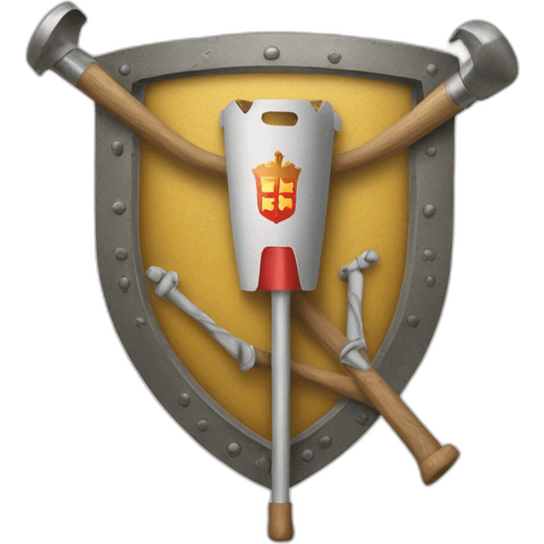 Crutches and super glue as a coat of arms emoji