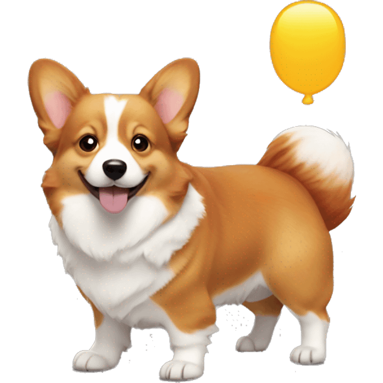 Fluffy corgi with redhead girl emoji