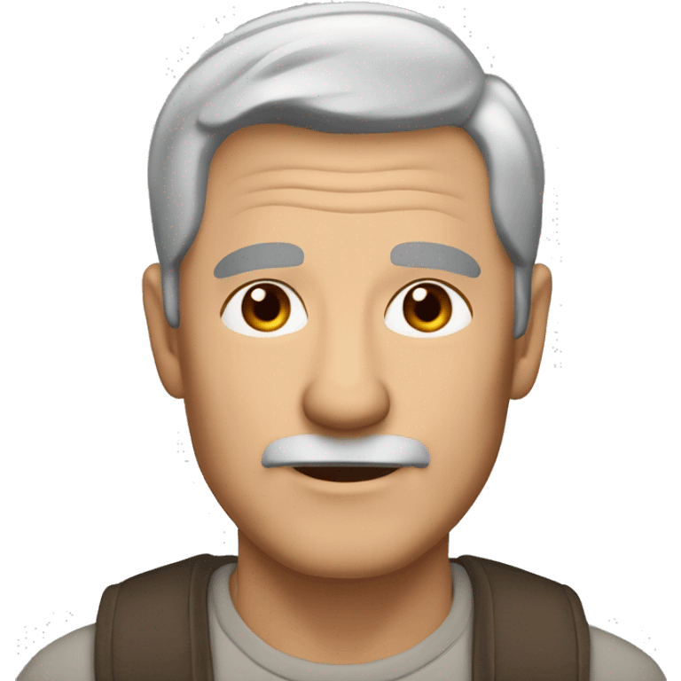 60 year old man with short gray hair, a bit of barab and brown eyes emoji