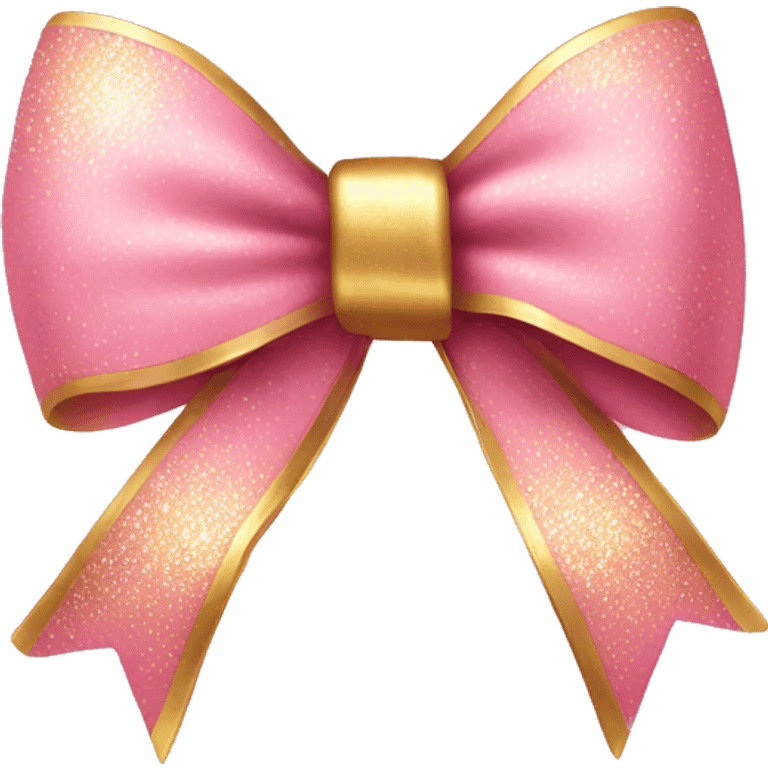 Pink bow with gold sparkles around it  emoji