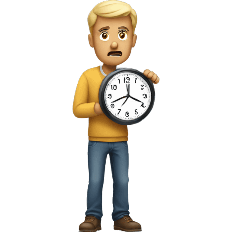 man frustrated for checking his watch or the clock, showing he doesn't have much time emoji