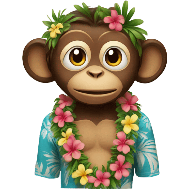 Monkey wearing a Lai and Hawaiian shirt  emoji