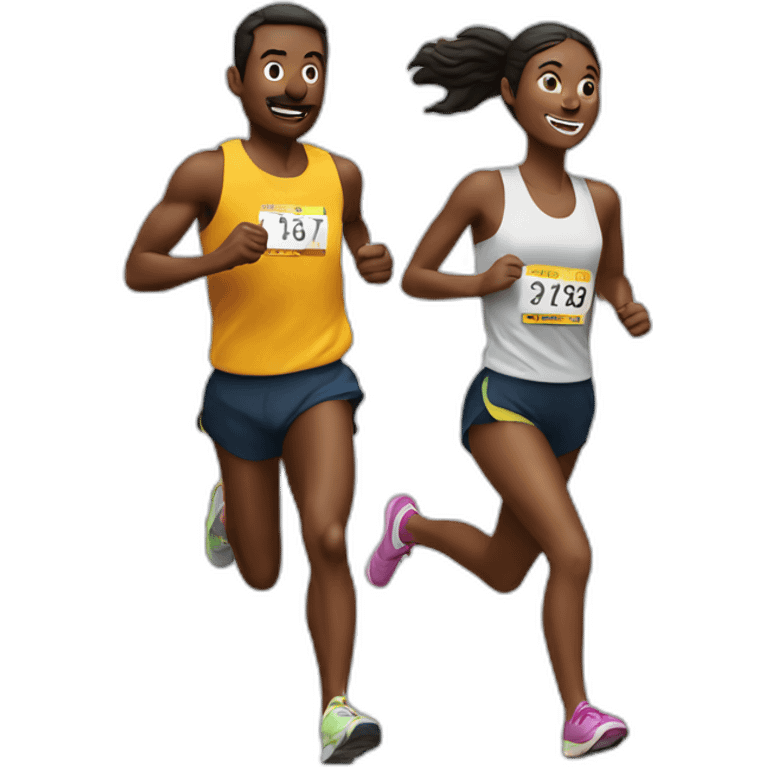 two people running a marathon emoji