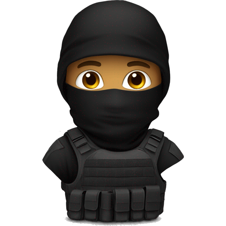 Special forces with black tactical gear and a black balaclava  emoji