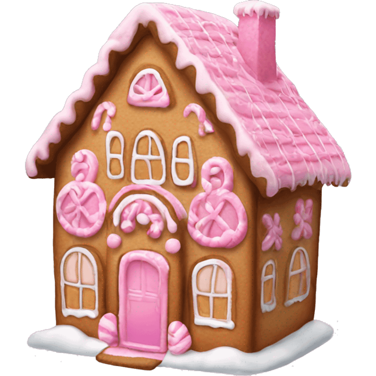 a pink gingerbread house emoji