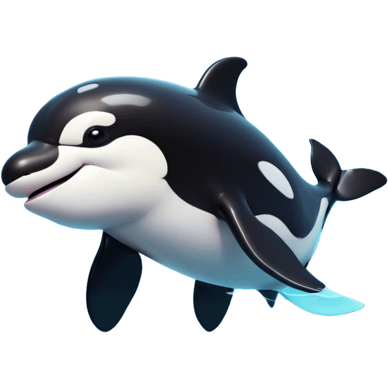 Cinematic Comical orca Portrait Emoji, Head tilted dramatically with an exaggeratedly shocked expression, featuring a sleek black-and-white body with wide, comically expressive eyes full of playful disbelief and animated flippers, Simplified yet hilariously expressive features, highly detailed, glowing with a slightly sassy oceanic glow, high shine, dramatic yet playful, stylized with an air of cheeky marine mischief, soft glowing outline, capturing the essence of a meme-worthy orca that looks ready to make waves with its hilariously dramatic antics! emoji