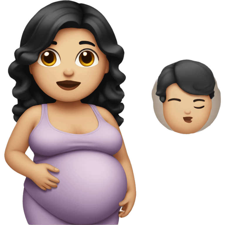 Chubby pregnant woman with black hair emoji