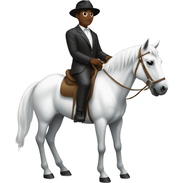 black man sitting on a white horse  emoji