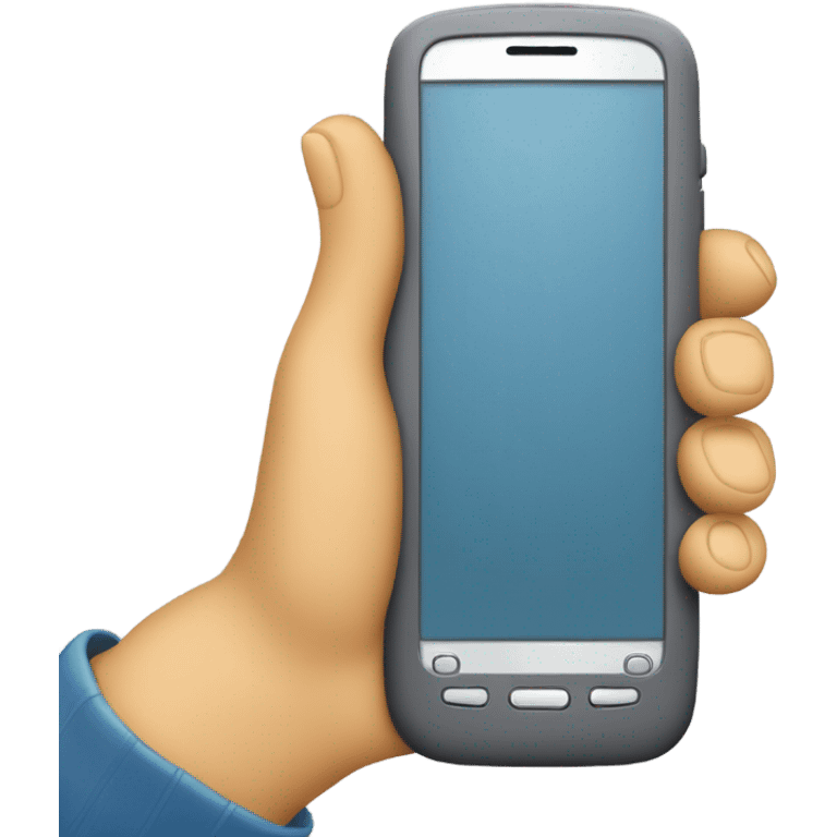 mobile phone with waving hand emoji