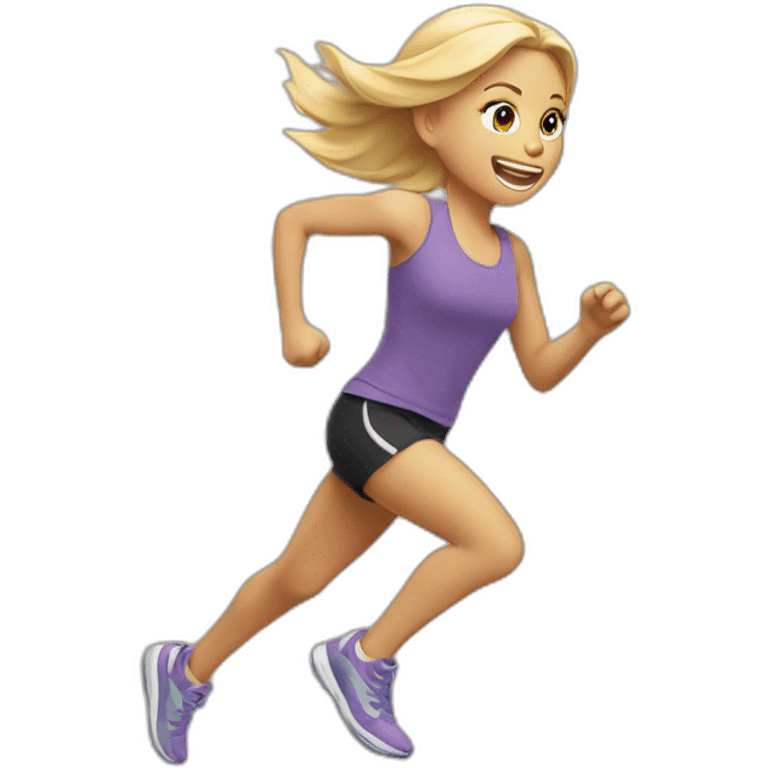 Blond girl running fast emoji