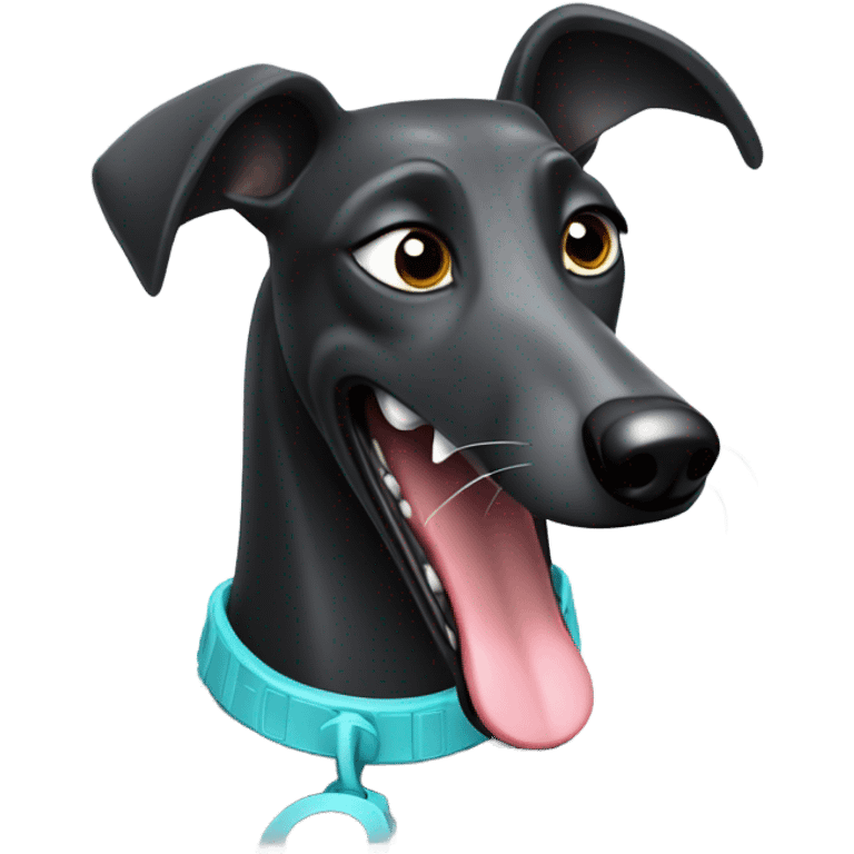 Black greyhound playing video games emoji