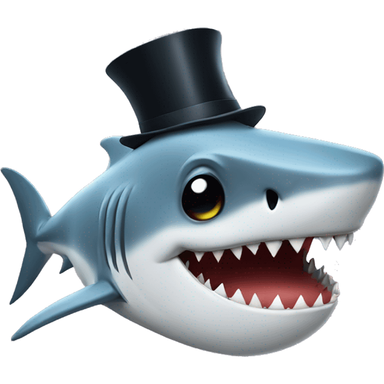 Shark with a top hat emoji