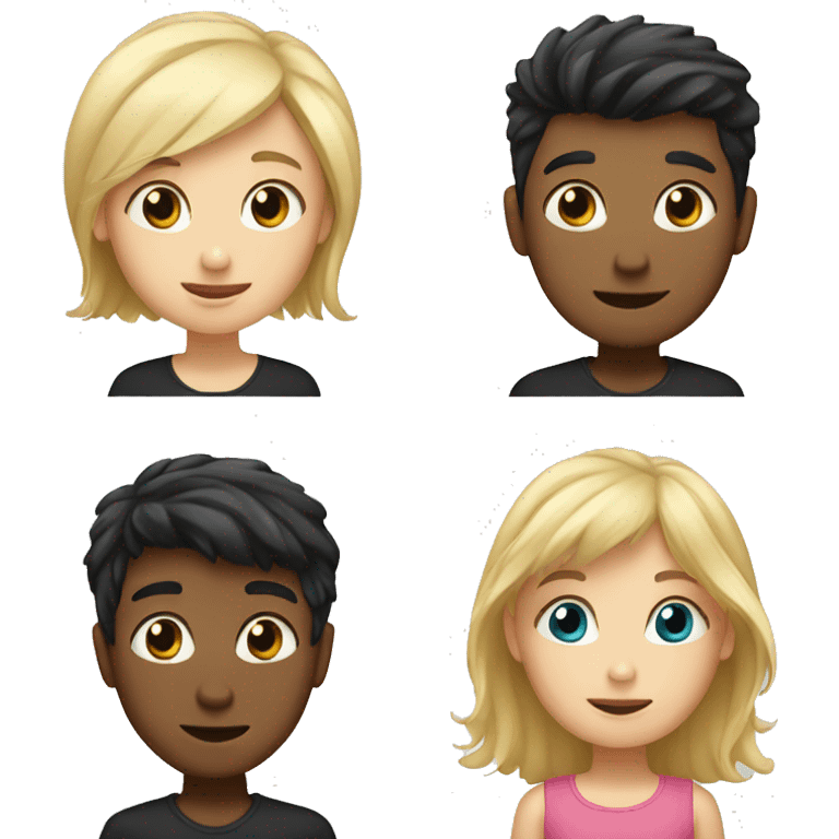 Boy and girl, girl with blonde hair and boy with black hair  emoji