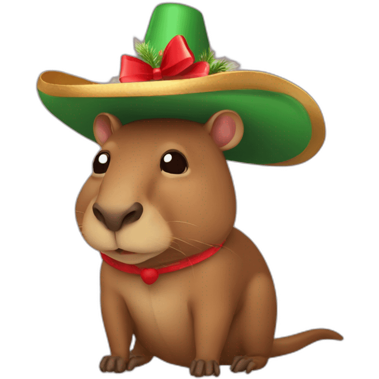 Capibara con sombrero de navidad emoji