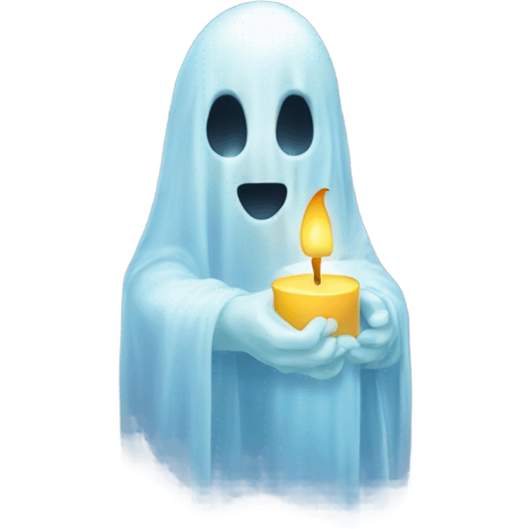 transparent ghost, ethereal with a candle, without shape. emoji