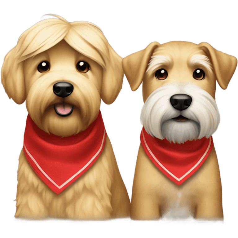 Donald trump and wheaten terrier wearing a red bandana emoji