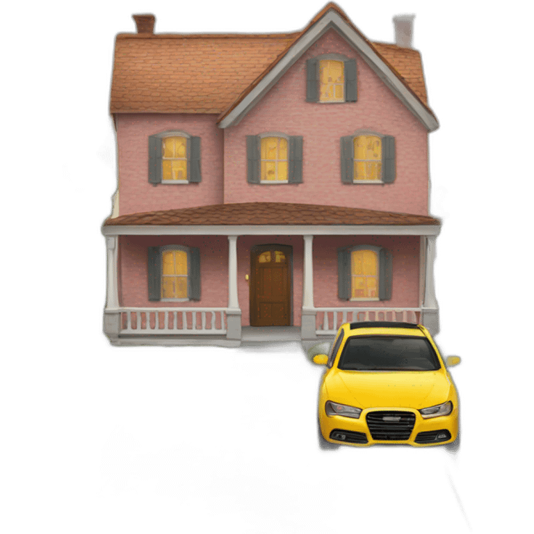 House with car emoji