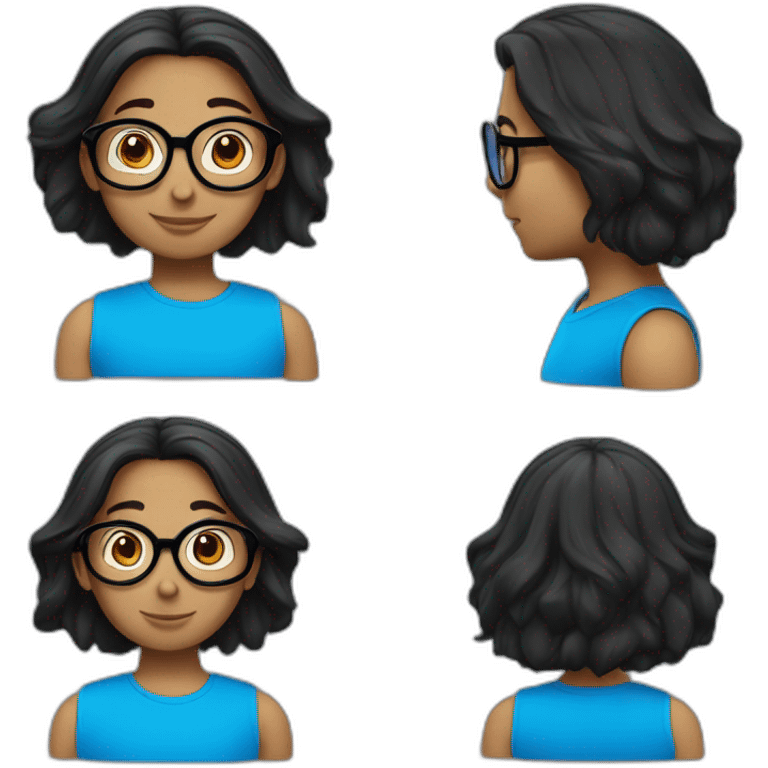 Français de 9 ans brun avec cheveux lisses et lunettes bleu et noir emoji