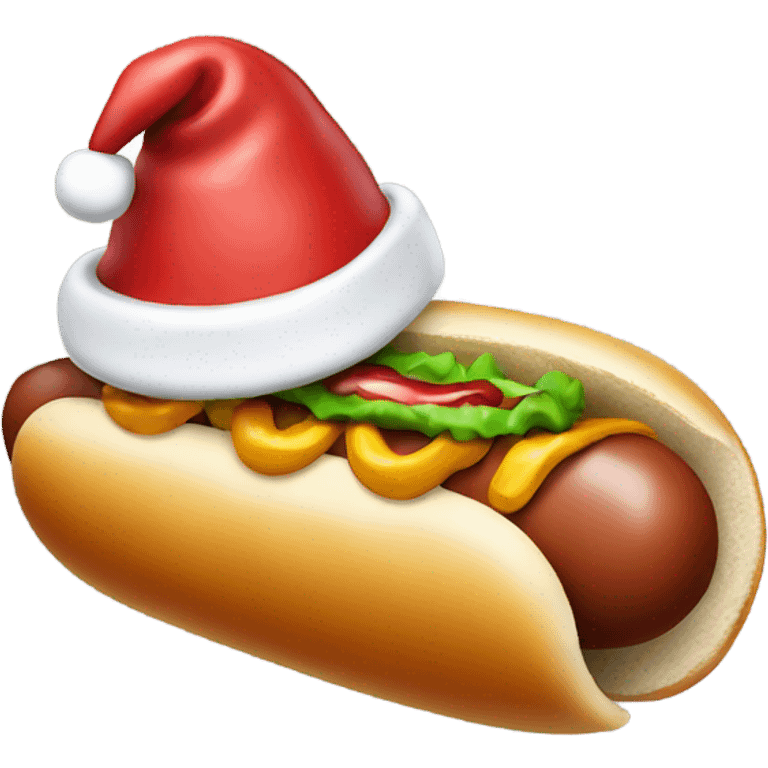 Hot dog with a Santa hat emoji