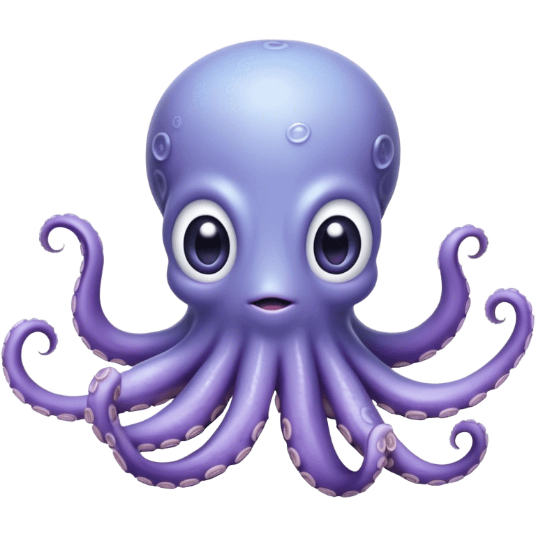 Cinematic Comical Baby Octopus Portrait Emoji, Tentacles slightly flared in a playful, exaggerated gesture, featuring a light blue-purple, rounded body with dramatically wide, hilariously expressive eyes full of surprise and innocent mischief, Simplified yet hilariously endearing features, highly detailed, glowing with a soft oceanic radiance, high shine, dramatic yet lovable, stylized with a dash of whimsical underwater mischief, soft glowing outline, capturing the essence of a delightfully silly little octopus that looks like it just made a clumsy, adorable mistake! emoji