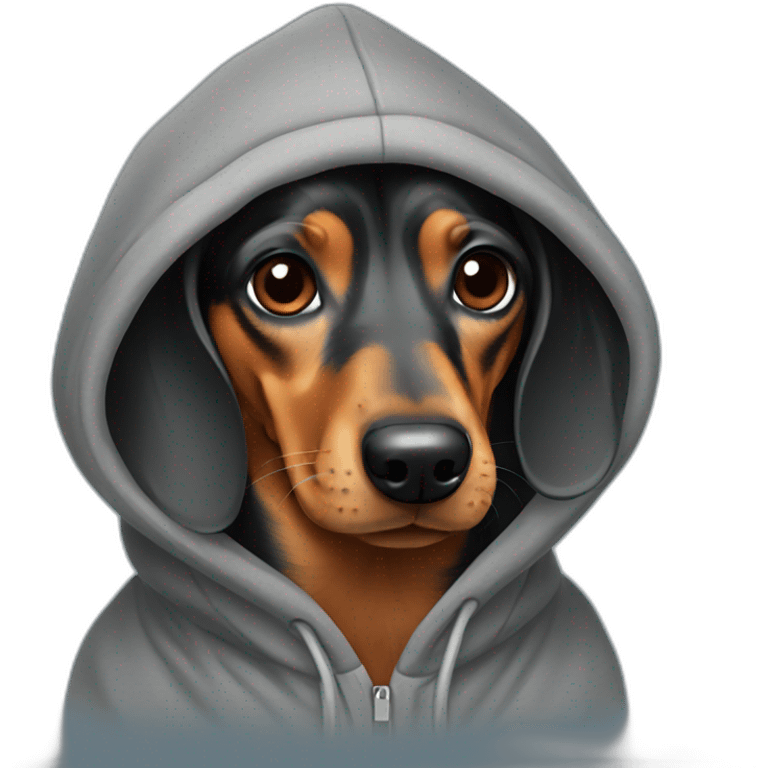 dachshund wearing a hoodie emoji