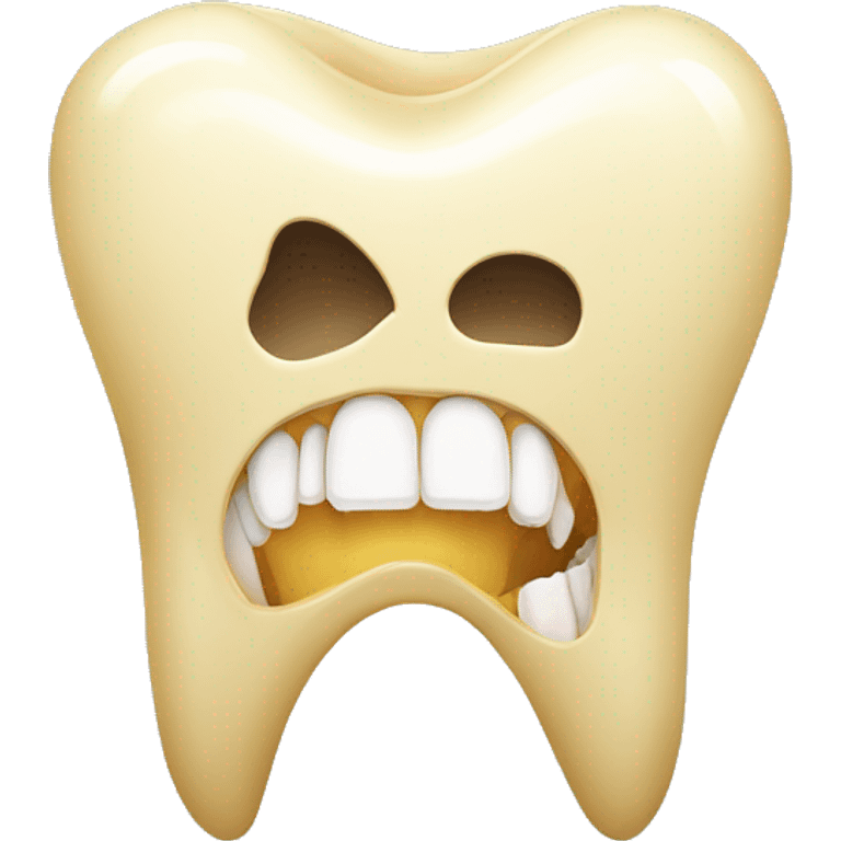 Tooth with a golden tooth in it’s mouth  emoji