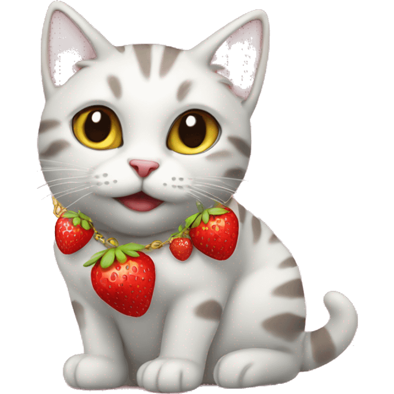 cat with strawberry necklace emoji