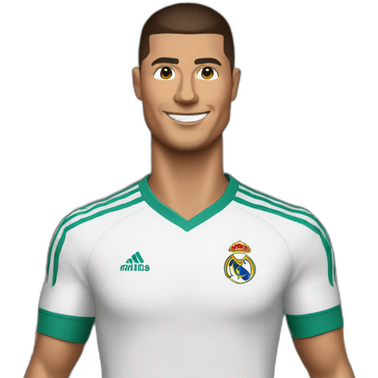 Ronaldo with real madrid shirt making pizza emoji