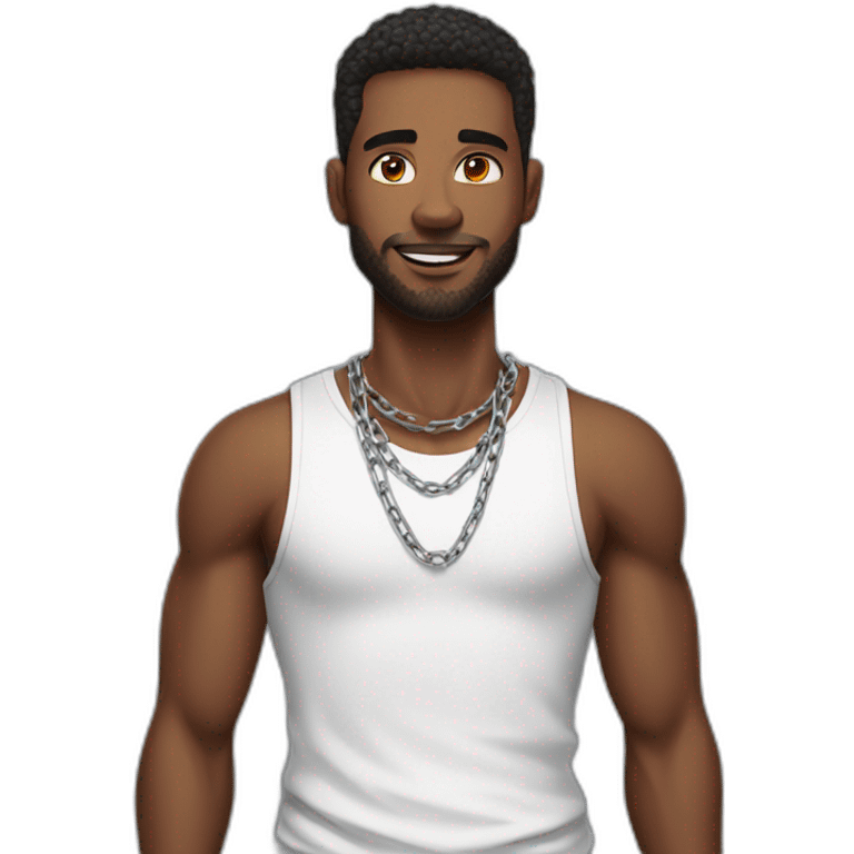 guy wearing tanktop and metal chain around neck emoji