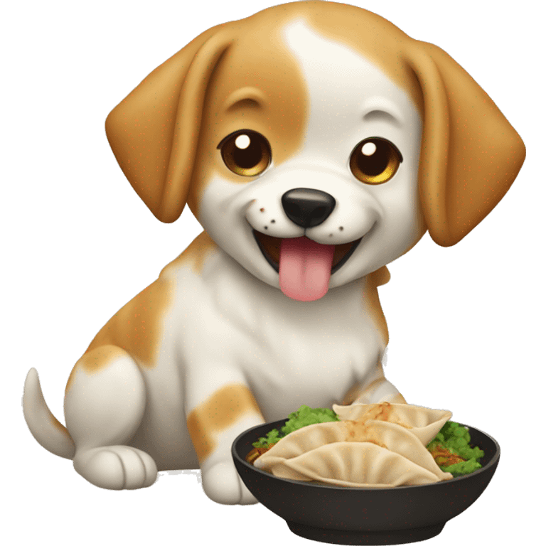 dog eating gyoza emoji