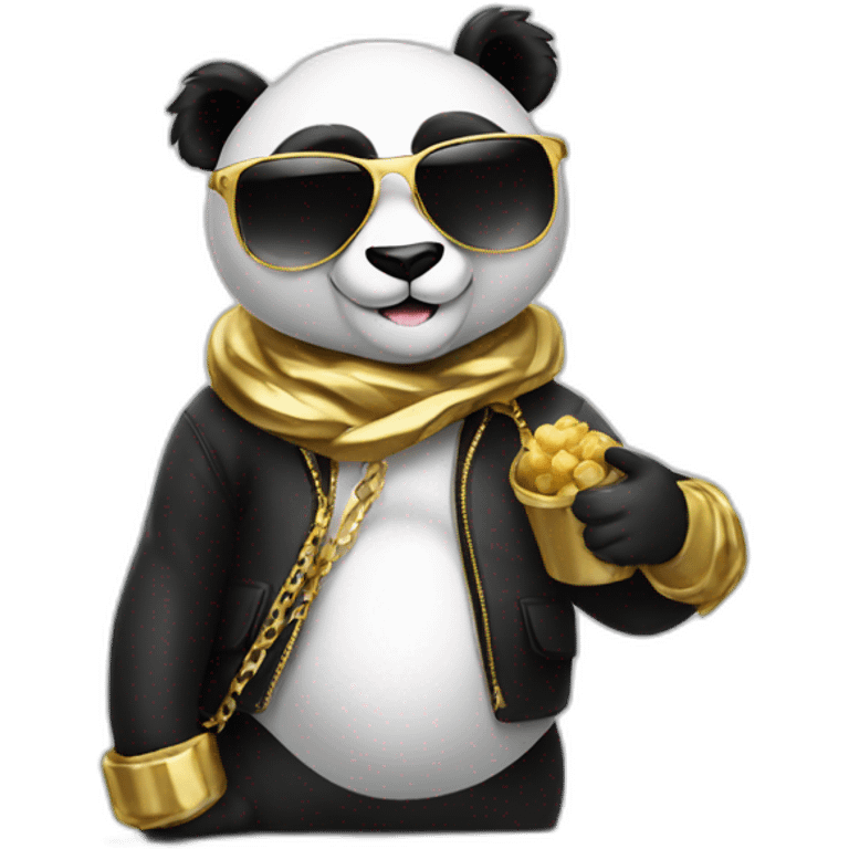 PANDA MASCOT WITH big gold SUNGLASSES emoji