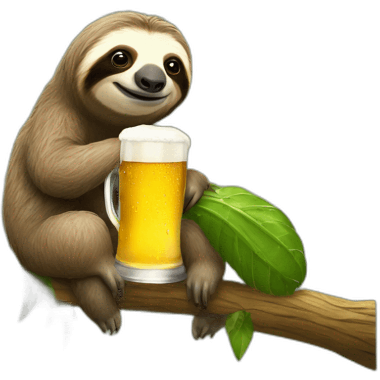 Sloth drinking beer on a caterpillar emoji