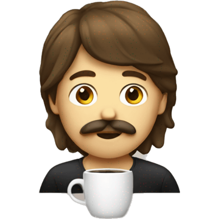 boy with a mullet and a mustache drinking a coffee emoji