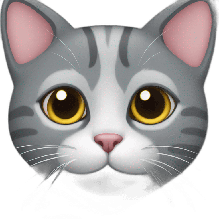 Grey cat heart nose emoji