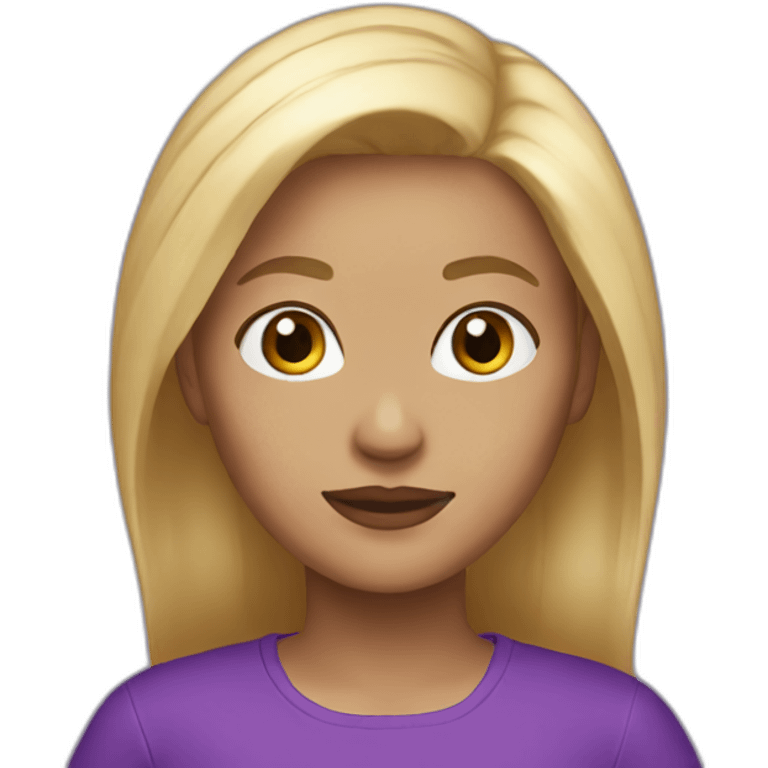 Woman blond hair purple full jumpsuit emoji