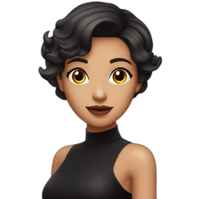 Sexy Short hair brunette with black long dress emoji