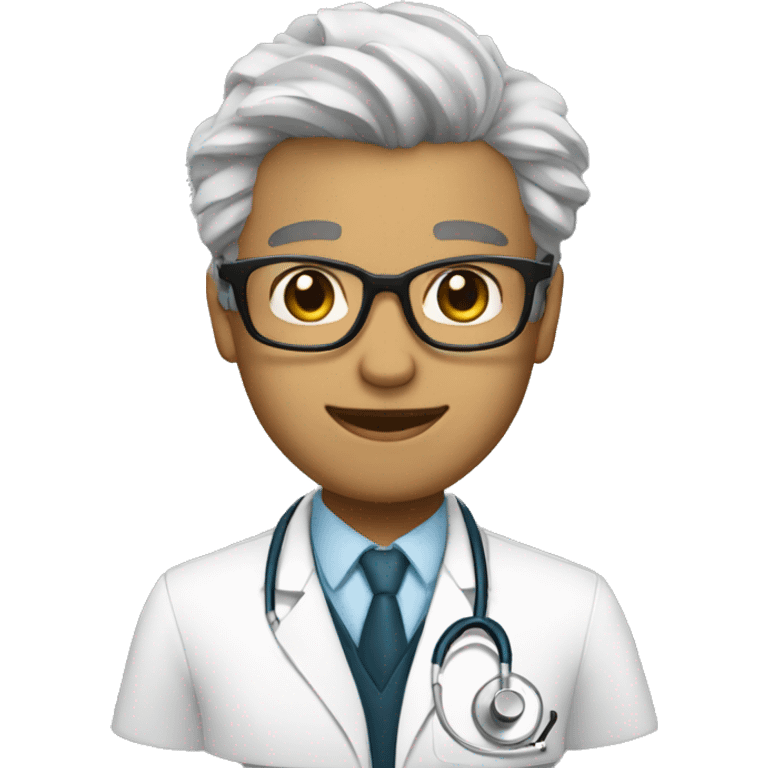 Doctor oftalmólogo cabello negro blanco flaco emoji