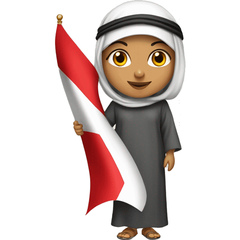 arabian women old bahraini hold Bahrain flag emoji