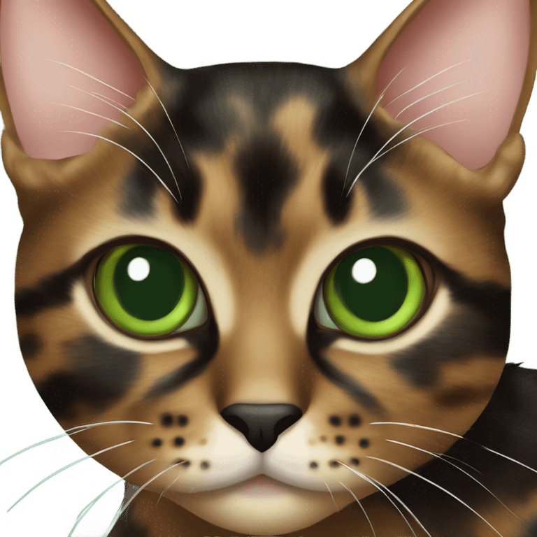 tortoiseshell cat with green eyes emoji