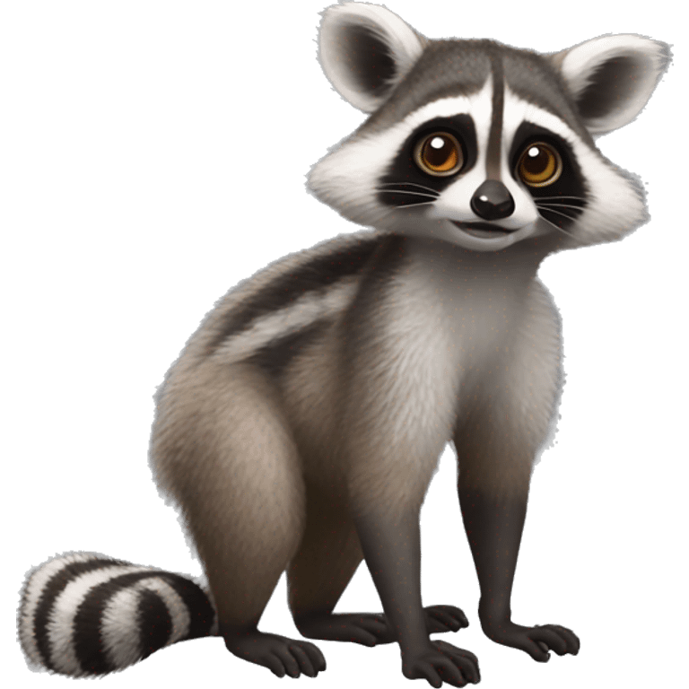 Raccoon-Lemur-hybrid full body emoji